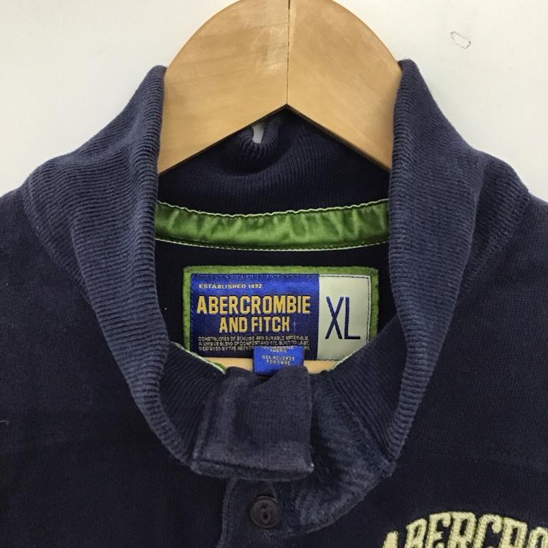 アバクロンビーアンドフィッチ ABERCROMBIE&FITCH トレーナー 長袖 長袖トレーナー スウェット スタンドネック プルオーバー XL ロゴ、文字 紺 / ネイビー / navy メンズ USED 古着 中古 10152089