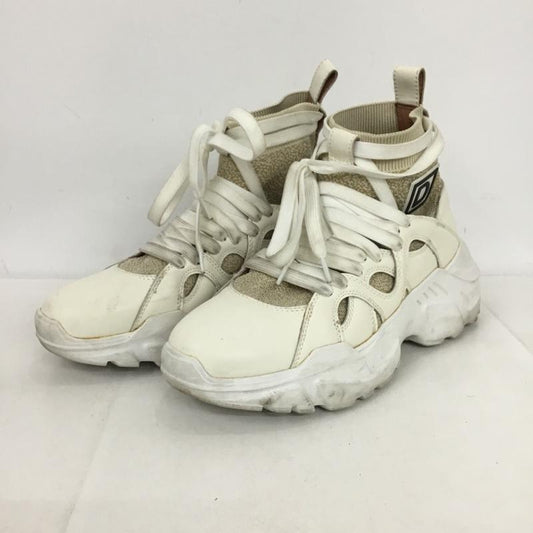 ダブル スタンダード クロージング DOUBLE STANDARD CLOTHING スニーカー スニーカー ニッティング スニーカー ロゴ、文字 白 / ホワイト / white X ベージュ / ベージュ / beige レディース USED 古着 中古 10152108