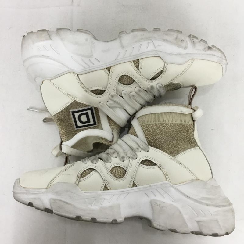 ダブル スタンダード クロージング DOUBLE STANDARD CLOTHING スニーカー スニーカー ニッティング スニーカー ロゴ、文字 白 / ホワイト / white X ベージュ / ベージュ / beige レディース USED 古着 中古 10152108