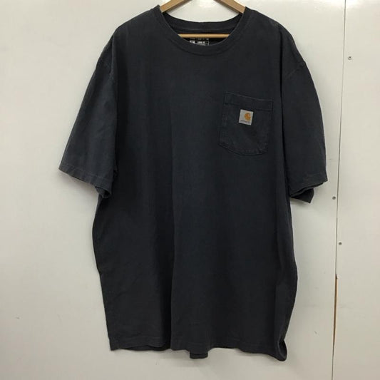カーハート Carhartt Tシャツ 半袖 半袖カットソー プリントTシャツ クルーネックカットソー XL ロゴ、文字 紺 / ネイビー / navy メンズ USED 古着 中古 10152144