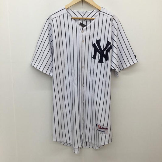 マジェスティック MAJESTIC シャツ、ブラウス 半袖 ベースボールシャツ 44 ストライプ 白 / ホワイト / white X 紺 / ネイビー / navy メンズ USED 古着 中古 10152155