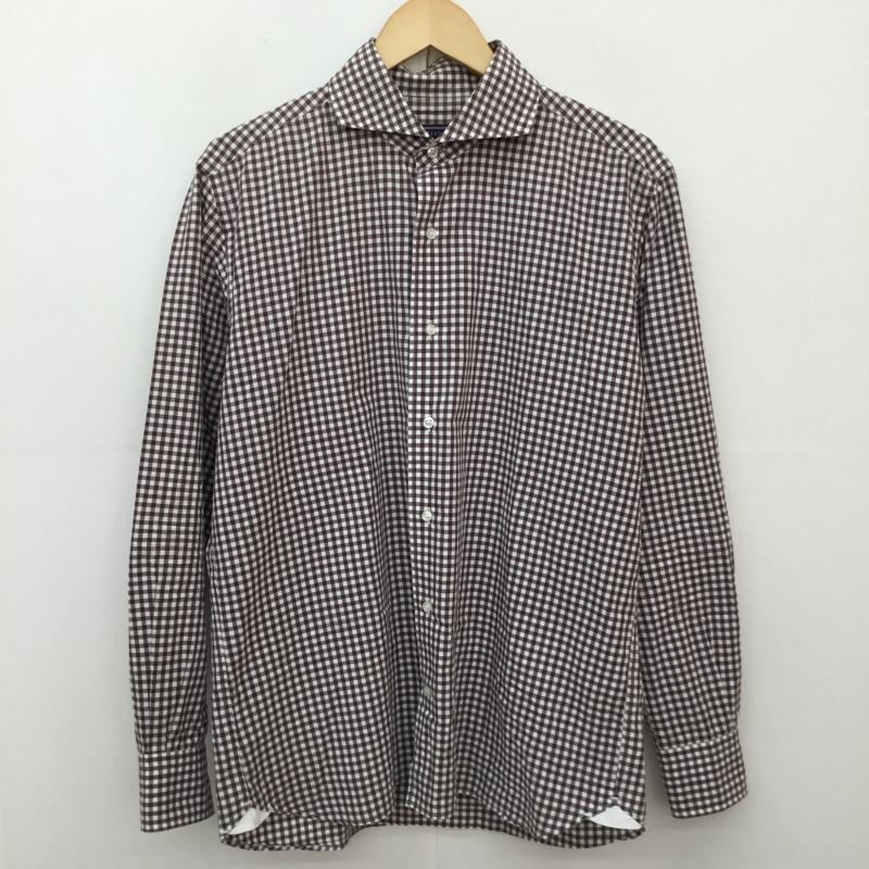 オリアン ORIAN シャツ、ブラウス 長袖 L チェック 白 / ホワイト / white X 茶 / ブラウン / brown メンズ USED 古着 中古 10152156