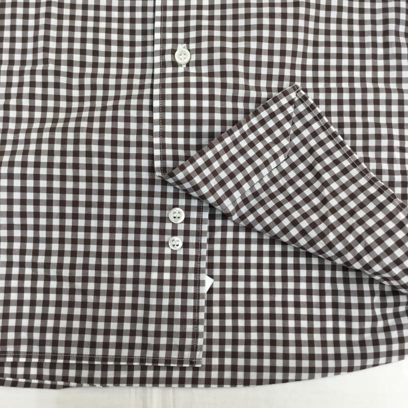 オリアン ORIAN シャツ、ブラウス 長袖 L チェック 白 / ホワイト / white X 茶 / ブラウン / brown メンズ USED 古着 中古 10152156