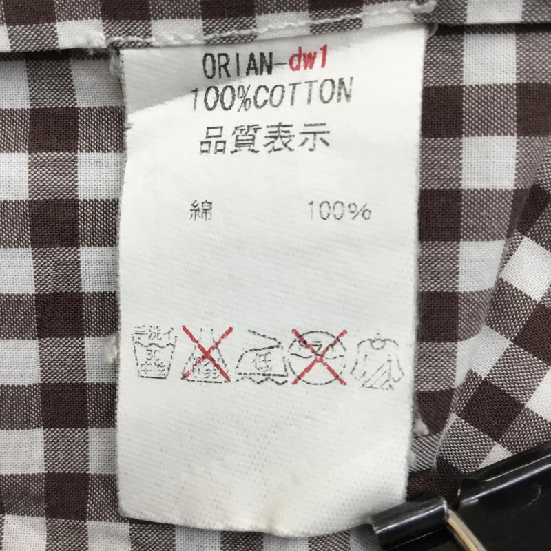 オリアン ORIAN シャツ、ブラウス 長袖 L チェック 白 / ホワイト / white X 茶 / ブラウン / brown メンズ USED 古着 中古 10152156