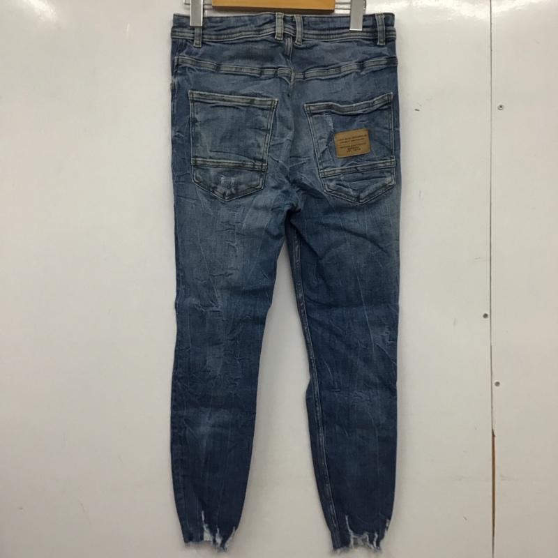 ザラ ZARA パンツ デニム、ジーンズ デニムパンツ スリムパンツ カジュアルパンツ ストレッチパンツ 38インチ ダメージ加工 インディゴ / インディゴ / Indigo メンズ USED 古着 中古 10152164