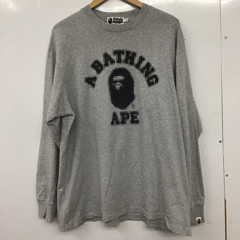 アベイシングエイプ A BATHING APE カットソー 長袖 長袖カットソー プリントカットソー クルーネック M プリント 灰 / グレー / gray メンズ USED 古着 中古 10152169