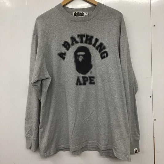 アベイシングエイプ A BATHING APE カットソー 長袖 長袖カットソー プリントカットソー クルーネック M プリント 灰 / グレー / gray メンズ USED 古着 中古 10152169