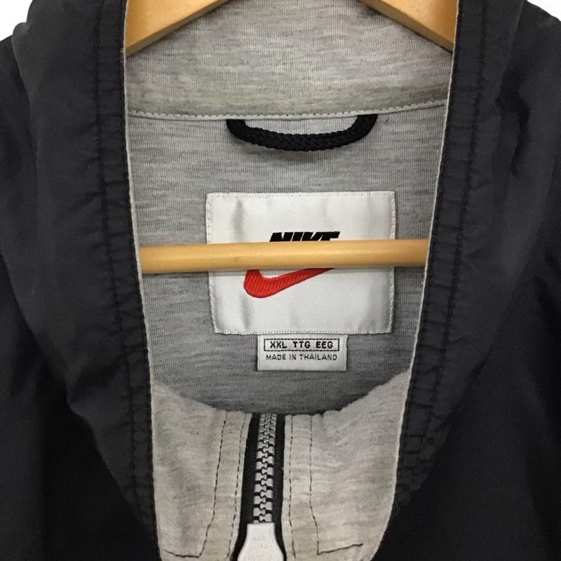 ナイキ NIKE ジャケット、上着 ジャンパー、ブルゾン ジップアップナイロンジャケット スタンドネックジャケット スポーツウェア XXL ロゴ、文字 黒 / ブラック / black メンズ USED 古着 中古 10152178