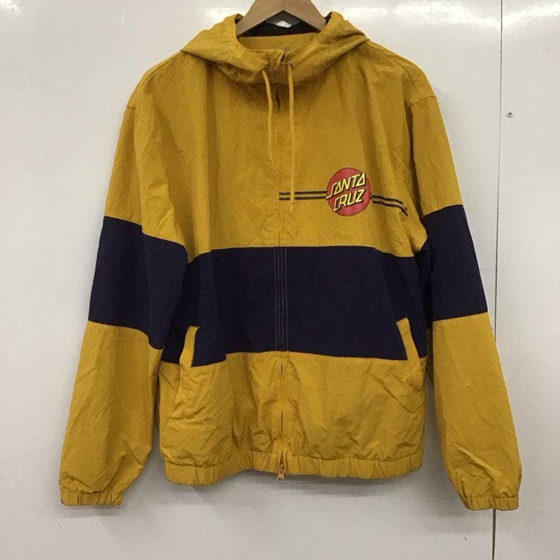 サンタクルーズ SANTA CRUZ パーカー 長袖 ジップアップナイロンジャケットパーカー アウター L ロゴ、文字 紺 / ネイビー / navy X 黄 / イエロー / yellow メンズ USED 古着 中古 10152179