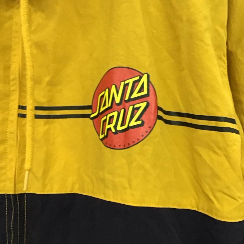 サンタクルーズ SANTA CRUZ パーカー 長袖 ジップアップナイロンジャケットパーカー アウター L ロゴ、文字 紺 / ネイビー / navy X 黄 / イエロー / yellow メンズ USED 古着 中古 10152179