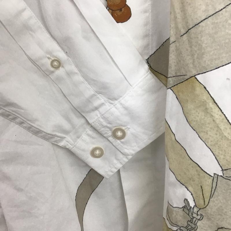 グラニフ graniph シャツ、ブラウス 長袖 長袖シャツ プリントシャツ カラーシャツ M プリント 白 / ホワイト / white メンズ USED 古着 中古 10152184