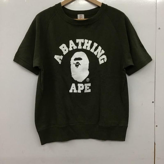 アベイシングエイプ A BATHING APE トレーナー 半袖 半袖カットソー スウェットカットソー S ロゴ、文字 カーキ / カーキ / khaki メンズ USED 古着 中古 10152202