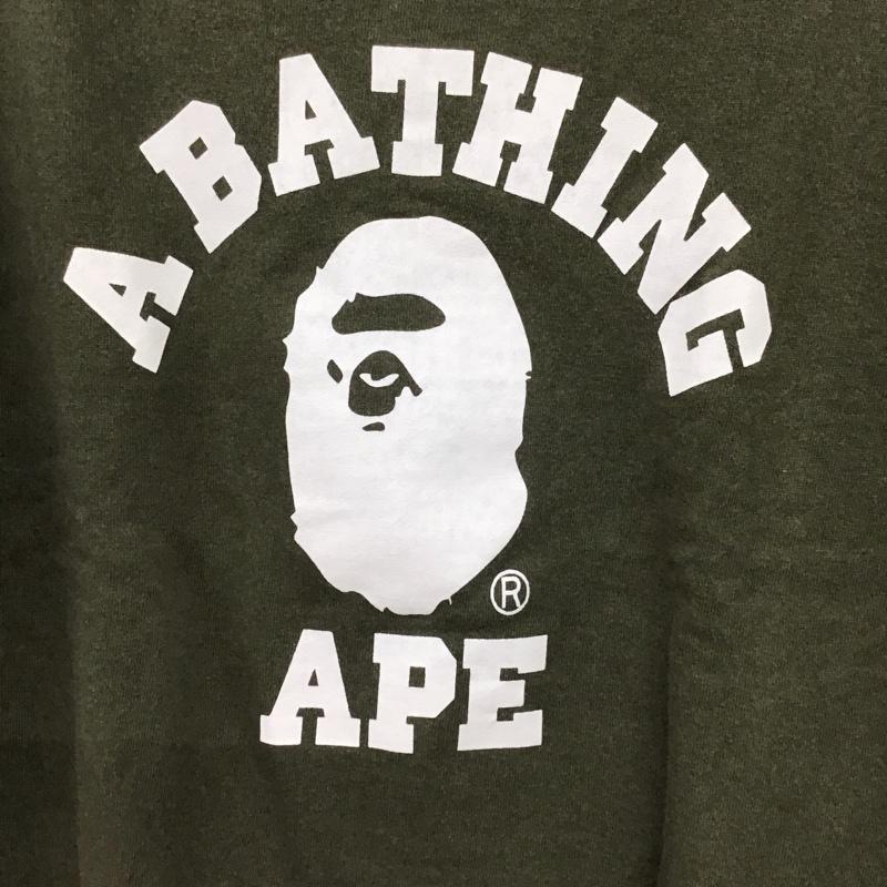 アベイシングエイプ A BATHING APE トレーナー 半袖 半袖カットソー スウェットカットソー S ロゴ、文字 カーキ / カーキ / khaki メンズ USED 古着 中古 10152202