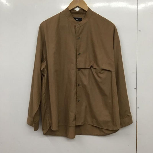ハレ HARE シャツ、ブラウス 長袖 長袖シャツ 無地シャツ ノーカラーシャツ S 無地 茶 / ブラウン / brown メンズ USED 古着 中古 10152211