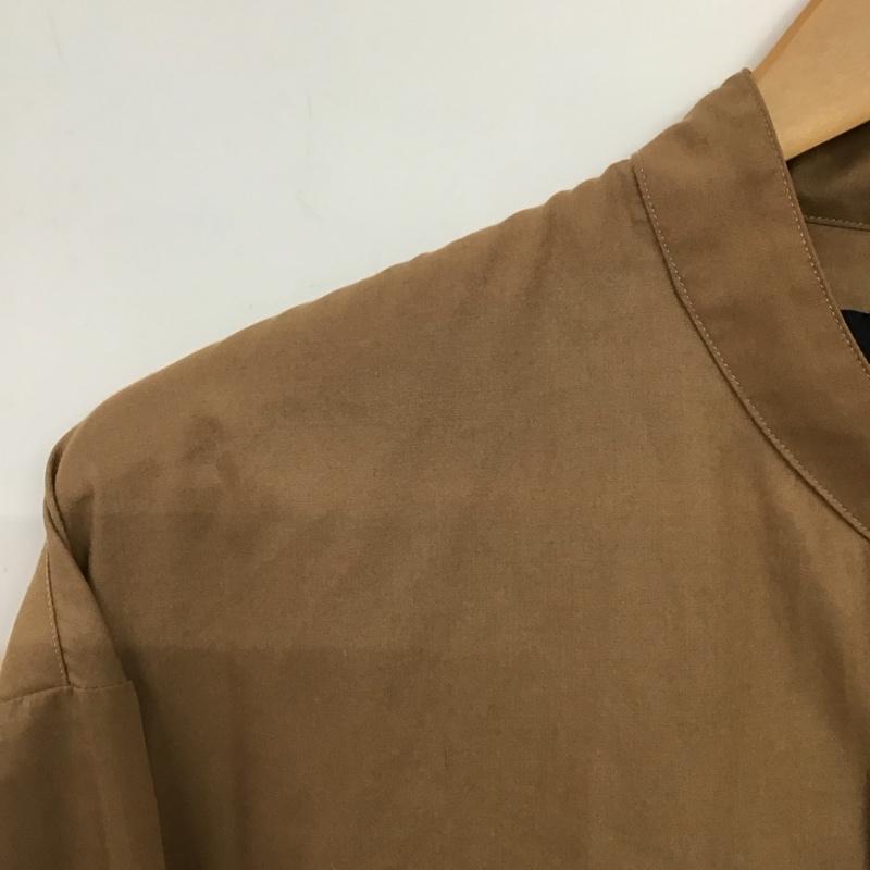 ハレ HARE シャツ、ブラウス 長袖 長袖シャツ 無地シャツ ノーカラーシャツ S 無地 茶 / ブラウン / brown メンズ USED 古着 中古 10152211