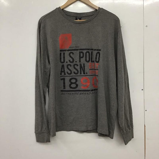 ユーエスポロアッスン U.S.POLO ASSN. カットソー 長袖 長袖カットソー プリントカットソー クルーネック L プリント ダークグレー / ダークグレー / メンズ USED 古着 中古 10152214