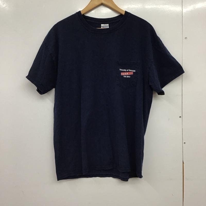ギルダン GILDAN Tシャツ 半袖 L ロゴ、文字 X プリント 紺 / ネイビー / navy メンズ USED 古着 中古 10152215