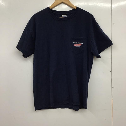 ギルダン GILDAN Tシャツ 半袖 L ロゴ、文字 X プリント 紺 / ネイビー / navy メンズ USED 古着 中古 10152215