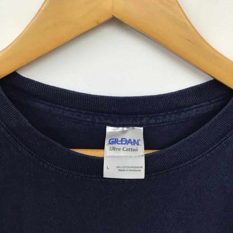 ギルダン GILDAN Tシャツ 半袖 L ロゴ、文字 X プリント 紺 / ネイビー / navy メンズ USED 古着 中古 10152215