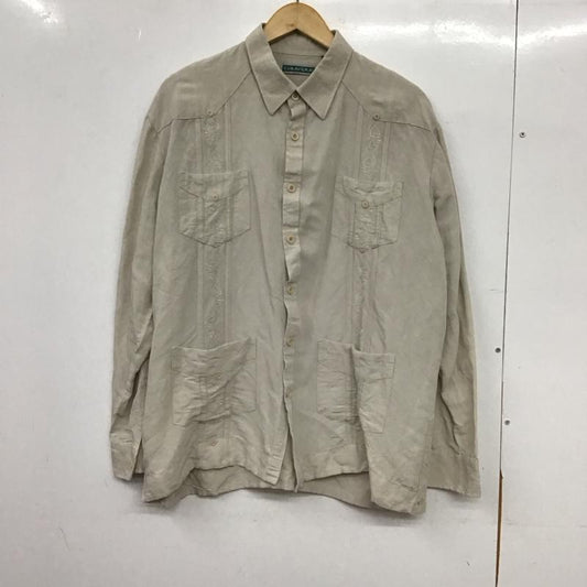 古着 USED シャツ、ブラウス 長袖 L 無地 X 刺繍 ベージュ / ベージュ / beige メンズ USED 古着 中古 10152218