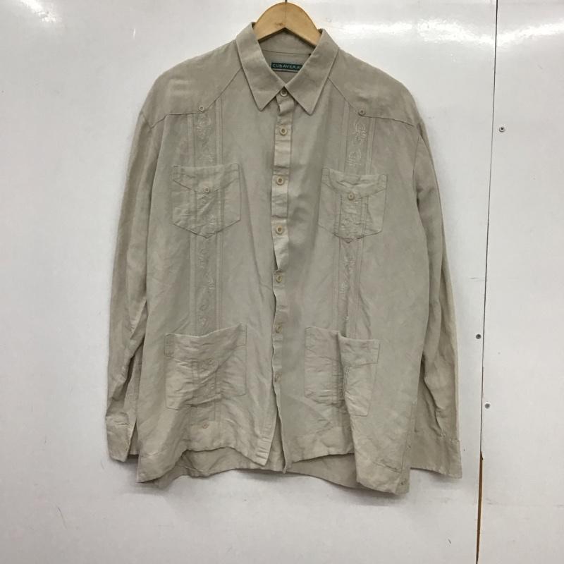 古着 USED シャツ、ブラウス 長袖 L 無地 X 刺繍 ベージュ / ベージュ / beige メンズ USED 古着 中古 10152218