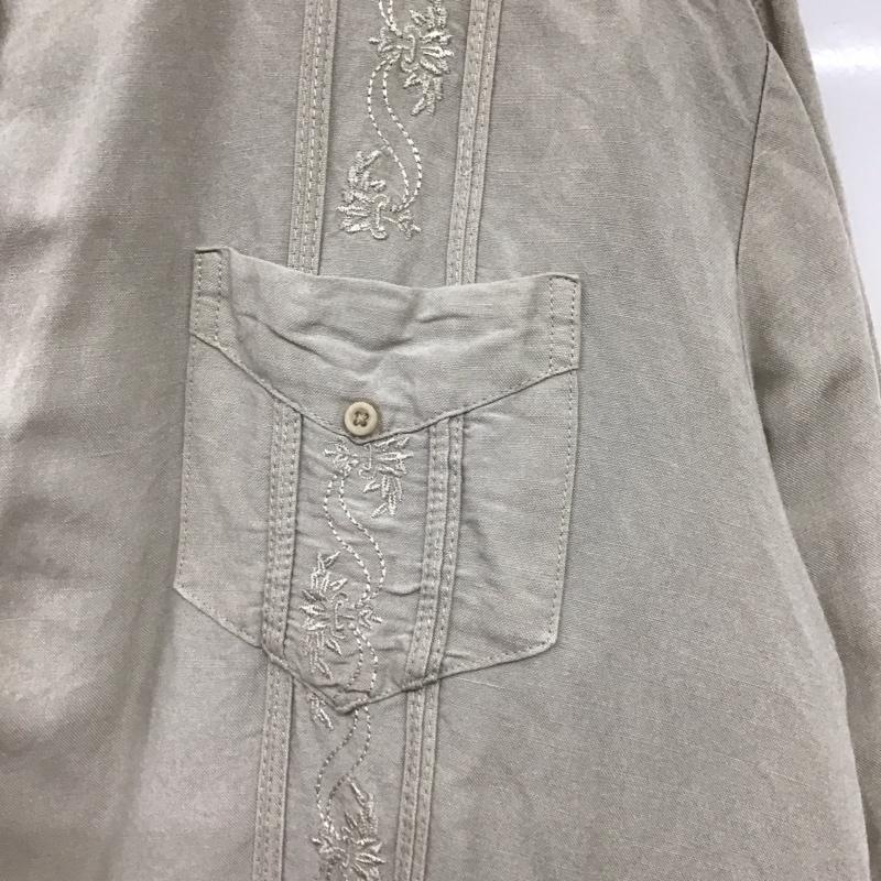古着 USED シャツ、ブラウス 長袖 L 無地 X 刺繍 ベージュ / ベージュ / beige メンズ USED 古着 中古 10152218