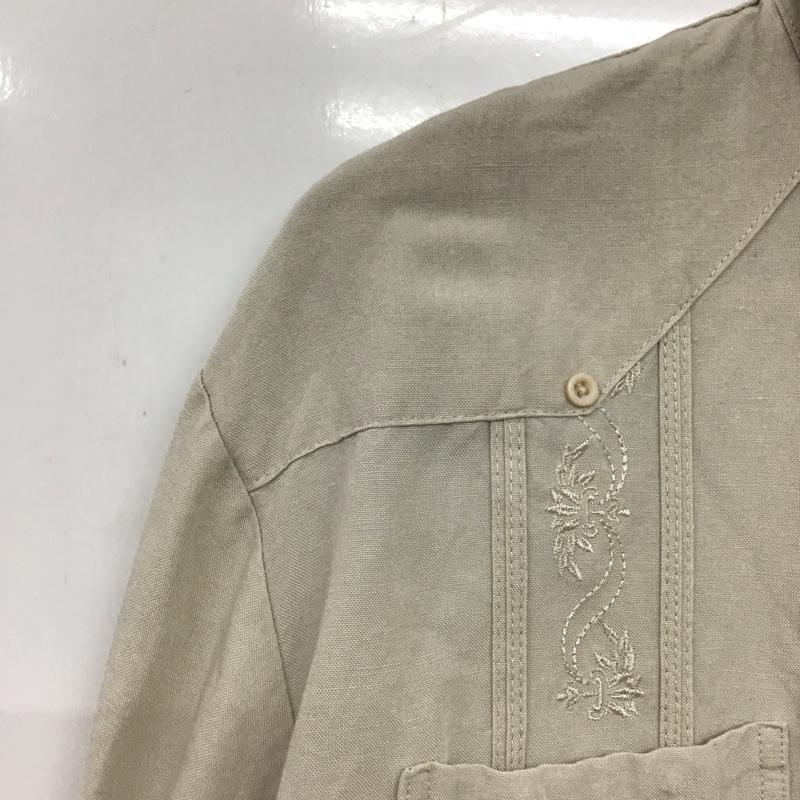 古着 USED シャツ、ブラウス 長袖 L 無地 X 刺繍 ベージュ / ベージュ / beige メンズ USED 古着 中古 10152218