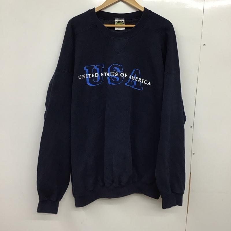 タルテックス tultex トレーナー 長袖 XL ロゴ、文字 X プリント 紺 / ネイビー / navy メンズ USED 古着 中古 10152226