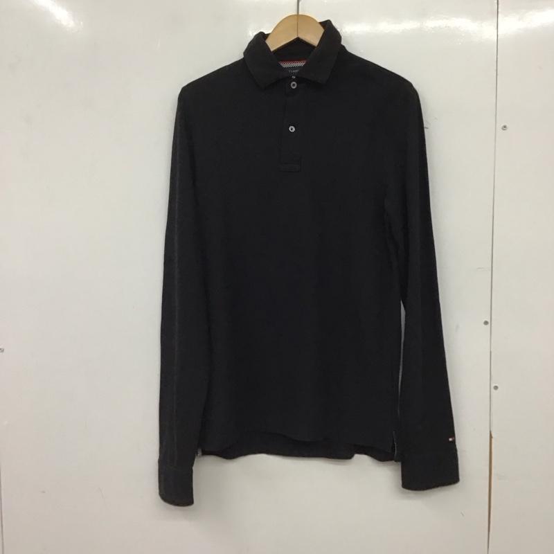 トミーヒルフィガー TOMMY HILFIGER ポロシャツ 長袖 S 無地 黒 / ブラック / black メンズ USED 古着 中古 10152227