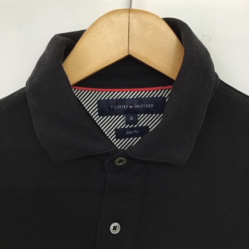 トミーヒルフィガー TOMMY HILFIGER ポロシャツ 長袖 S 無地 黒 / ブラック / black メンズ USED 古着 中古 10152227