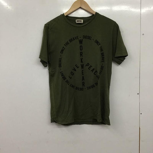 ディーゼル DIESEL Tシャツ 半袖 S 無地 X ロゴ、文字 X プリント カーキ / カーキ / khaki メンズ USED 古着 中古 10152229