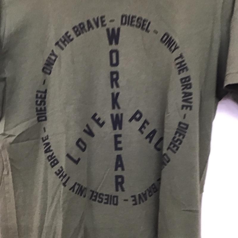 ディーゼル DIESEL Tシャツ 半袖 S 無地 X ロゴ、文字 X プリント カーキ / カーキ / khaki メンズ USED 古着 中古 10152229