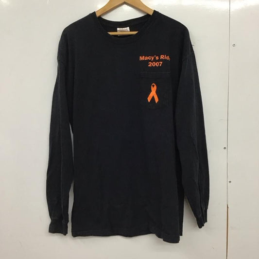 ヘインズ HANES Tシャツ 長袖 XL ロゴ、文字 X 無地 黒 / ブラック / black メンズ USED 古着 中古 10152235