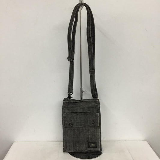ポーター PORTER ショルダーバッグ ショルダーバッグ デニム サコッシュ ロゴ、文字 黒 / ブラック / black メンズ USED 古着 中古 10152252