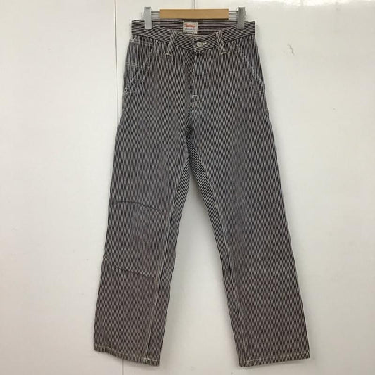 ウエス UES パンツ デニム、ジーンズ ヒッコリーパンツ ワイドパンツ カジュアルパンツ 29インチ ロゴ、文字 白 / ホワイト / white X 紺 / ネイビー / navy メンズ USED 古着 中古 10152276