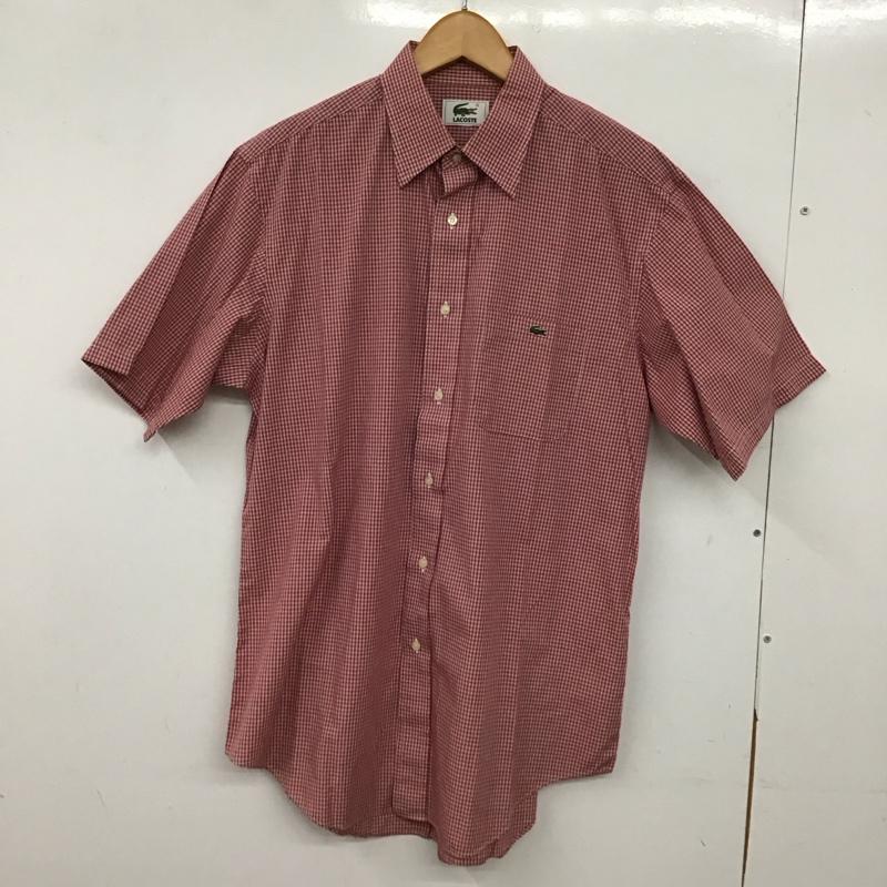 ラコステ LACOSTE シャツ、ブラウス 半袖 半袖シャツ チェックシャツ カラーシャツ チェック 赤 / レッド / red メンズ USED 古着 中古 10152280