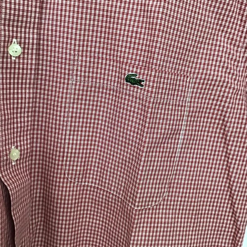 ラコステ LACOSTE シャツ、ブラウス 半袖 半袖シャツ チェックシャツ カラーシャツ チェック 赤 / レッド / red メンズ USED 古着 中古 10152280