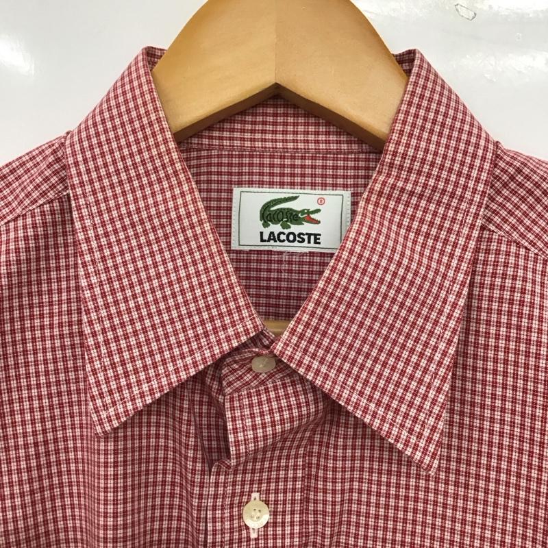 ラコステ LACOSTE シャツ、ブラウス 半袖 半袖シャツ チェックシャツ カラーシャツ チェック 赤 / レッド / red メンズ USED 古着 中古 10152280