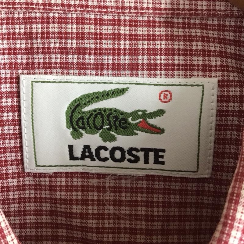 ラコステ LACOSTE シャツ、ブラウス 半袖 半袖シャツ チェックシャツ カラーシャツ チェック 赤 / レッド / red メンズ USED 古着 中古 10152280