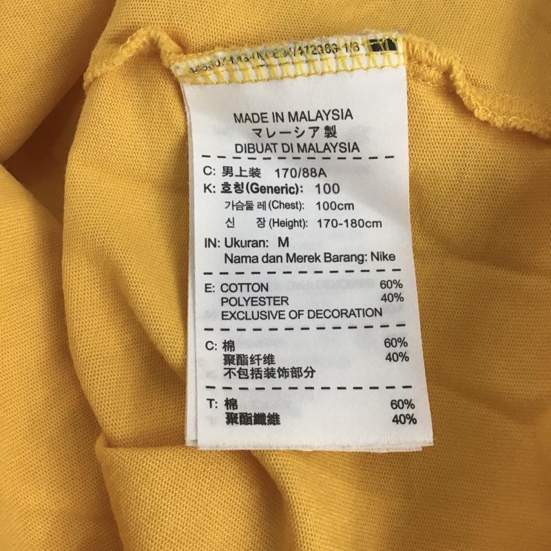 ナイキ NIKE Tシャツ 半袖 半袖カットソー プリントTシャツ クルーネックカットソー M ロゴ、文字 黄 / イエロー / yellow メンズ USED 古着 中古 10152281
