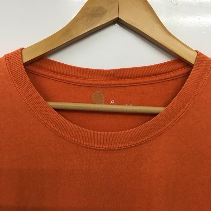 カーハート Carhartt カットソー 長袖 長袖カットソー プリントカットソー クルーネックカットソー XL ロゴ、文字 橙 / オレンジ / orange メンズ USED 古着 中古 10152289