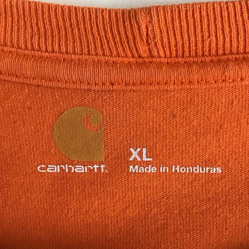 カーハート Carhartt カットソー 長袖 長袖カットソー プリントカットソー クルーネックカットソー XL ロゴ、文字 橙 / オレンジ / orange メンズ USED 古着 中古 10152289