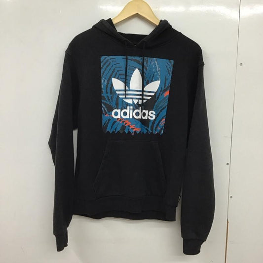 アディダス adidas パーカー 長袖 長袖パーカー プルオーバーパーカー スウェット S プリント 黒 / ブラック / black メンズ USED 古着 中古 10152297