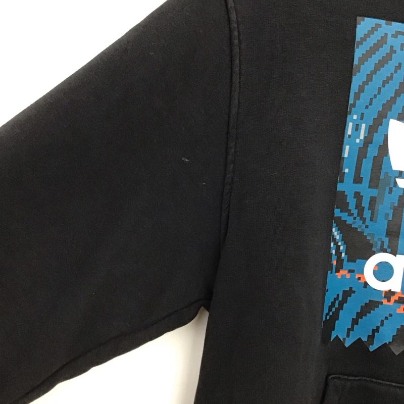 アディダス adidas パーカー 長袖 長袖パーカー プルオーバーパーカー スウェット S プリント 黒 / ブラック / black メンズ USED 古着 中古 10152297