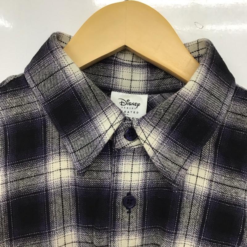 マウジー MOUSSY シャツ、ブラウス 長袖 010cat30-5090 長袖シャツ オンブレチェックシャツ ディズニー FREE チェック 青 / ブルー / blue レディース USED 古着 中古 10152306