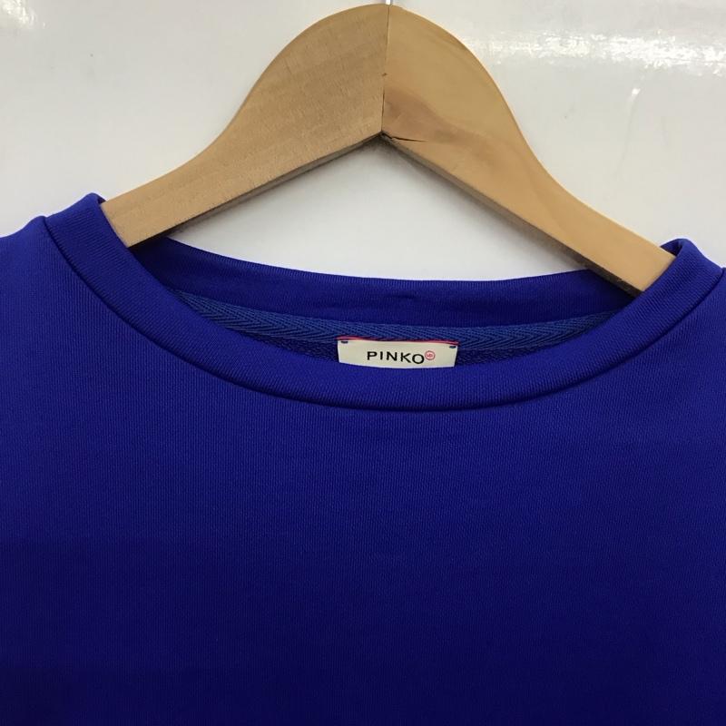 ピンコ PINKO ワンピース ひざ丈スカート 半袖ワンピース フレアスカート クルーネック L 無地 青 / ブルー / blue レディース USED 古着 中古 10152323