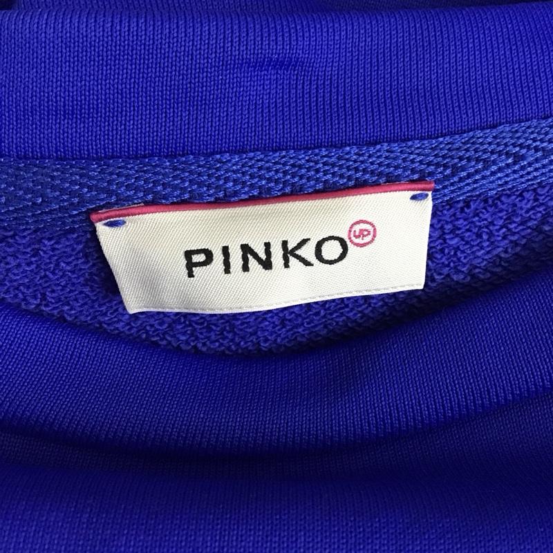 ピンコ PINKO ワンピース ひざ丈スカート 半袖ワンピース フレアスカート クルーネック L 無地 青 / ブルー / blue レディース USED 古着 中古 10152323