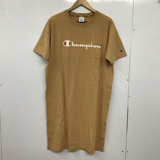 チャンピオン Champion ワンピース ロングスカート 半袖ロングワンピース プリントワンピース FREE ロゴ、文字 ベージュ / ベージュ / beige レディース USED 古着 中古 10152336
