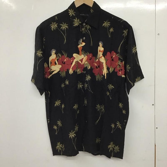 古着 USED シャツ、ブラウス 半袖 半袖シャツ プリントシャツ アロハシャツ S プリント 黒 / ブラック / black メンズ USED 古着 中古 10152374