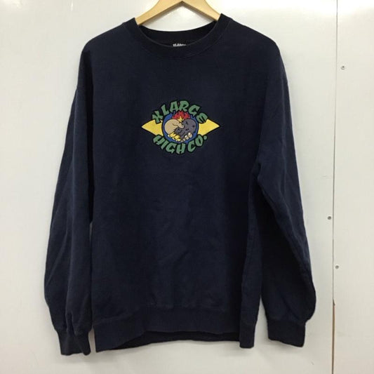 エクストララージ XLARGE トレーナー 長袖 長袖トレーナー スウェット クルーネック プルオーバー L ロゴ、文字 紺 / ネイビー / navy メンズ USED 古着 中古 10152377